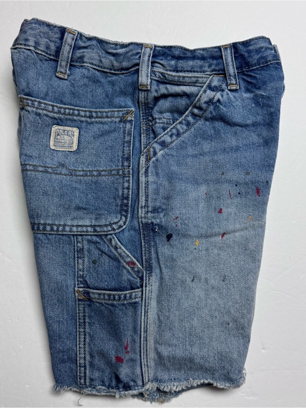 Polo Ralph Lauren Boys' Paint Splatter Denim Carpenter Short Size: 7 Adjustable